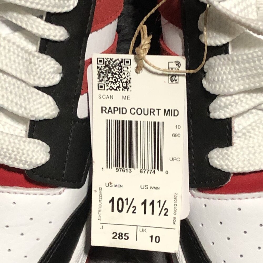 Adidas Men's Rapid Court Mid Shoe In A White, Black And red Colorway Size 10.5 - Picture 3 of 6